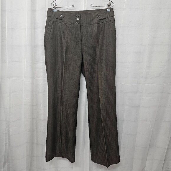 Dressbarn Brown Striped Trousers Y2K Business Office Bootcut 10 - Picture 1 of 13